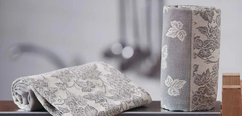 Canaiola Charcoal Leafs Hand Towel