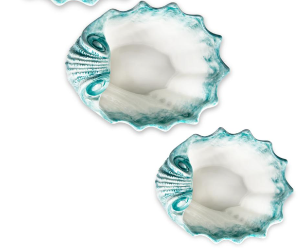 Blue Small Scalloped Serving Shell