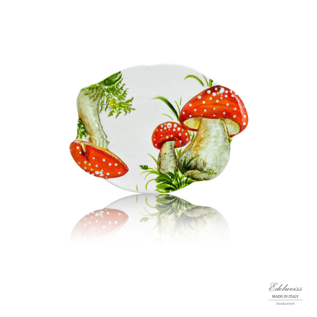 Red Small Oval Mushroom Tray
