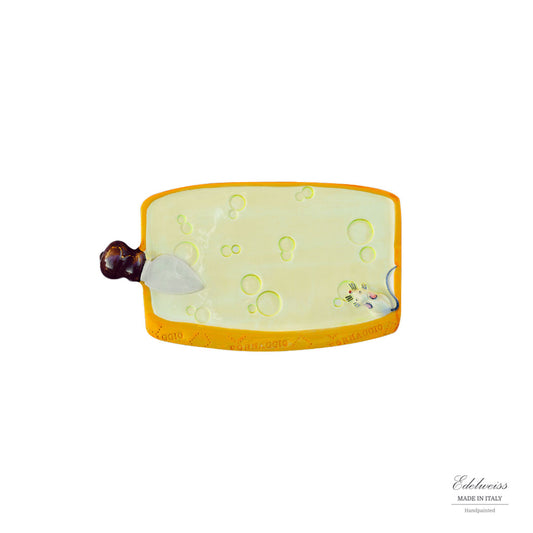 Large Rectangular Cheese Plate with Mouse/Knife