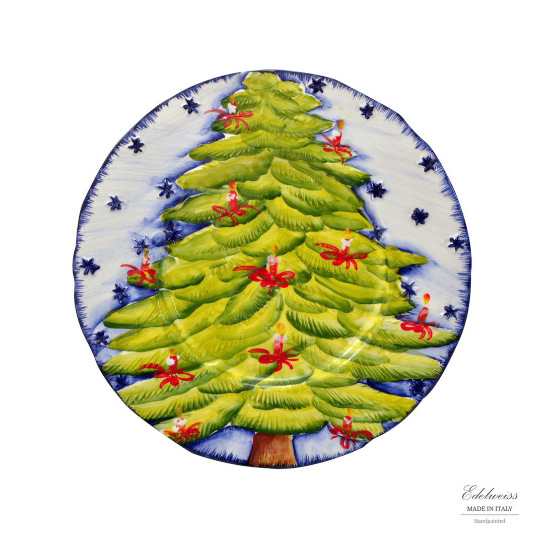 Blue Tree Holiday Plate